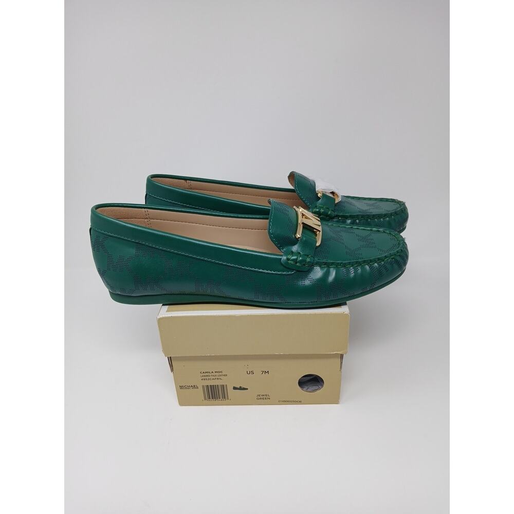 Michael Kors Camila Logo Moccasin Jewel Green Women SZ 7M 49S2CAFR1L New In Box - Picture 1 of 16